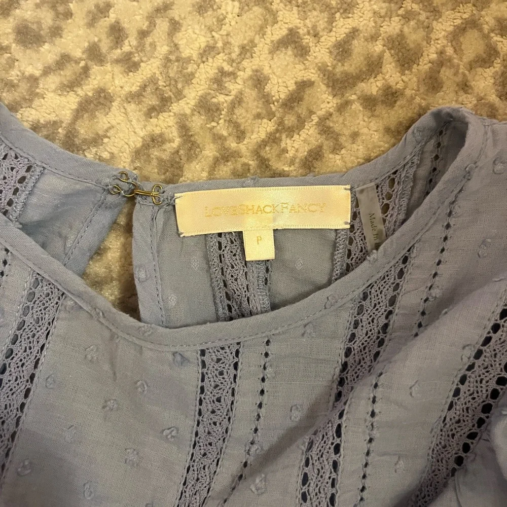 LoveShackFancy- Natasha Heritage Mini Dress (Blue-ish gray color) - Picture 3 of 4
